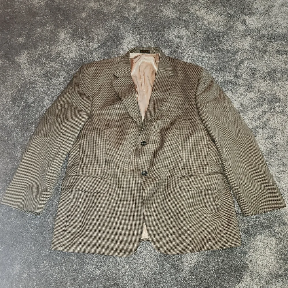 Stafford Classic Fit Micro Plaid 44s Sports Coat/Blazer Two Button 100 Wool Body